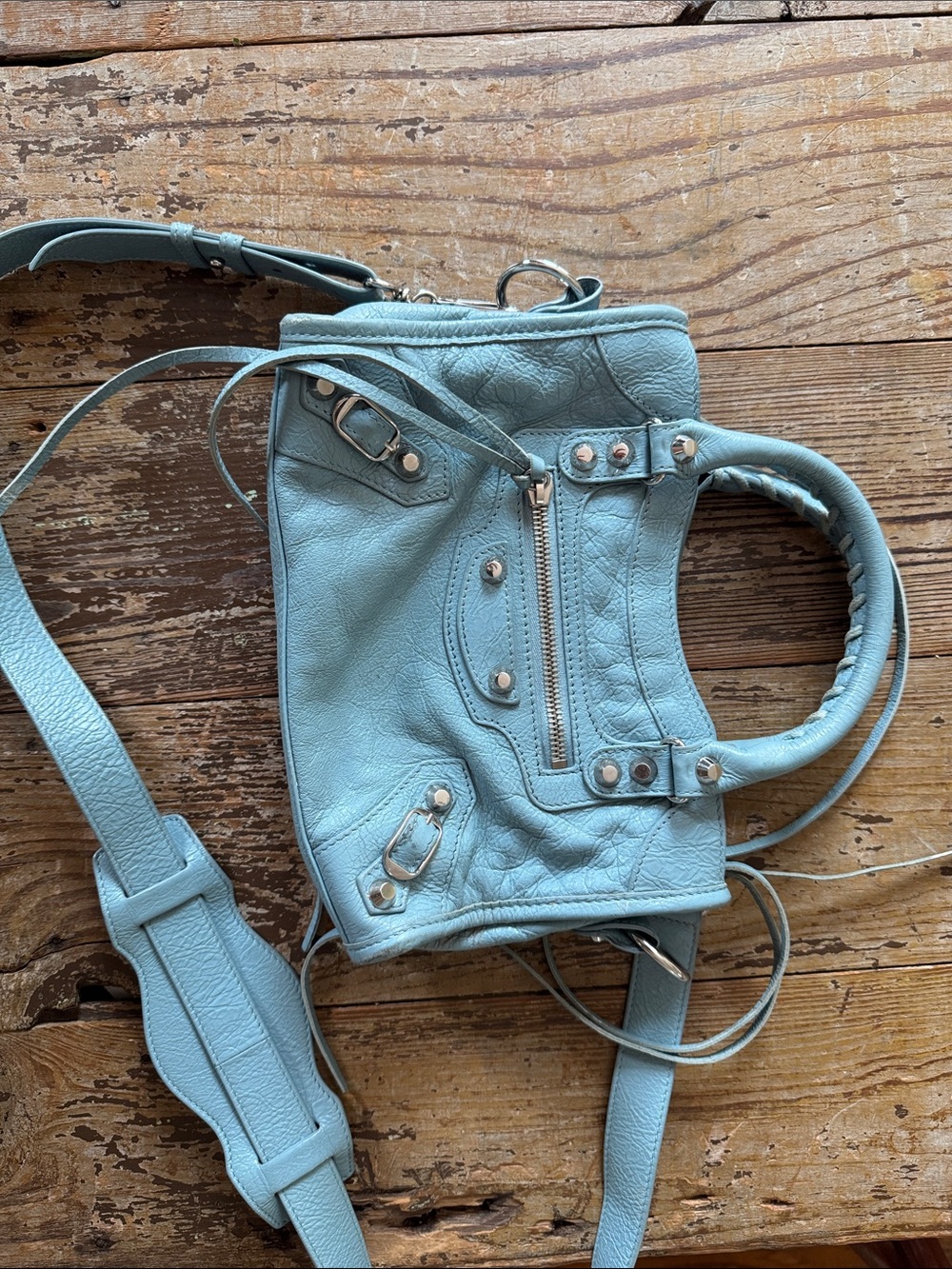 Balenciaga Powder Blue Classic City Mini Satchel